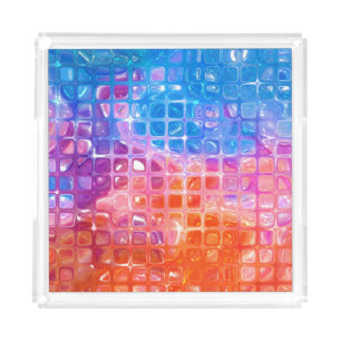Vibrant Mosaic: Multicolored Abstract Background Acrylic Tray