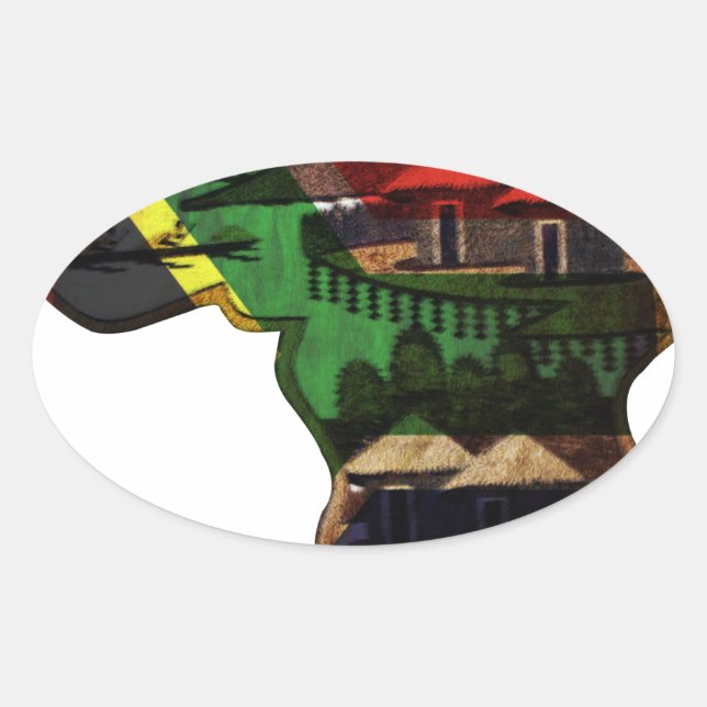 Vibrant Mosaic of Africa: Decorative Pattern Art  Oval Sticker (Front)