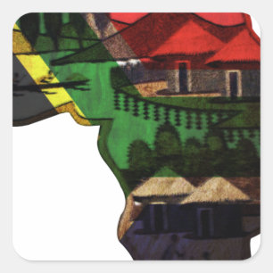 Vibrant Mosaic of Africa: Decorative Pattern Art Square Sticker