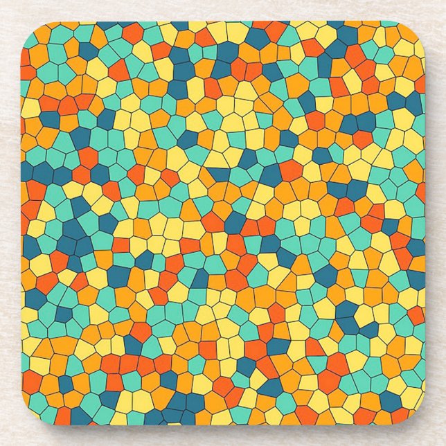 Vibrant mosaic pattern beverage coaster (Front)