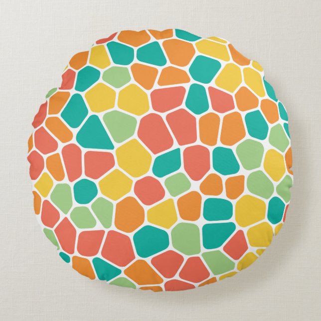 Vibrant Mosaic Pattern Round Pillow (Front)