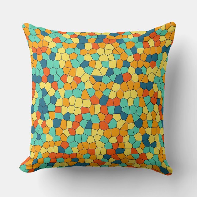 Vibrant mosaic pattern throw pillow (Front)