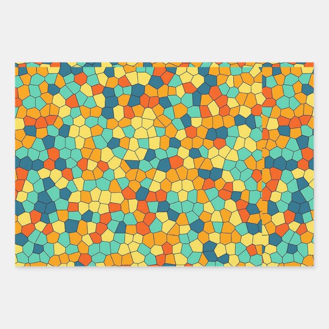 Vibrant mosaic pattern wrapping paper sheets (Front)