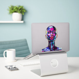 Vibrant Mosaic Portrait of a Modern Woman Sticker
