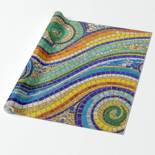 Vibrant Mosaic Swirl Wrapping Paper (Unrolled)