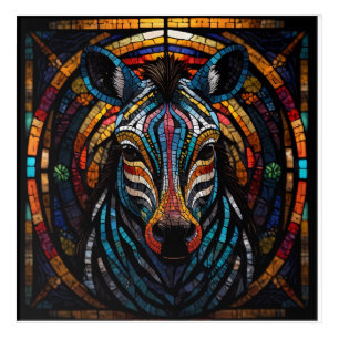 Vibrant Mosaic Zebra Acrylic Print