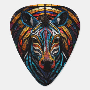 Vibrant Mosaic Zebra Guitar Pick