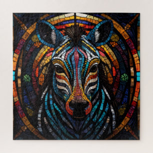 Vibrant Mosaic Zebra Jigsaw Puzzle