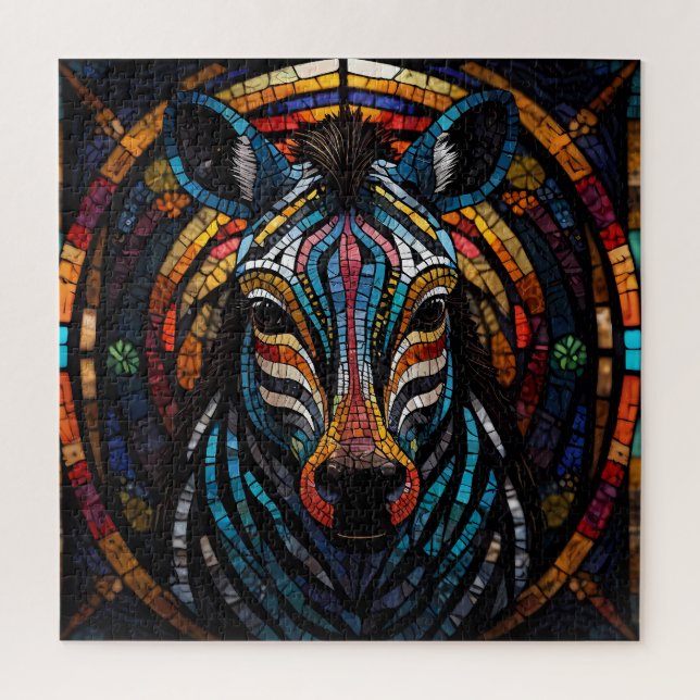 Vibrant Mosaic Zebra Jigsaw Puzzle (Vertical)