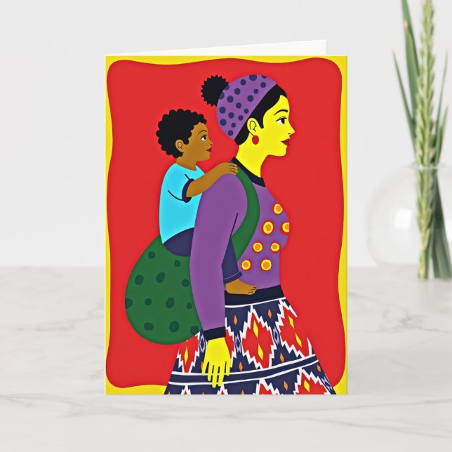 Vibrant Mother Child Art Card (Front)