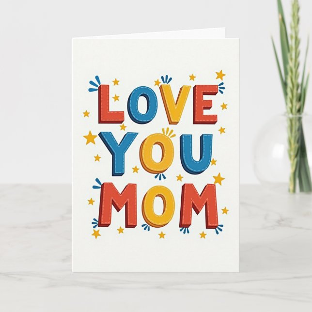 Vibrant Mothers Day Block Letter Card (Front)