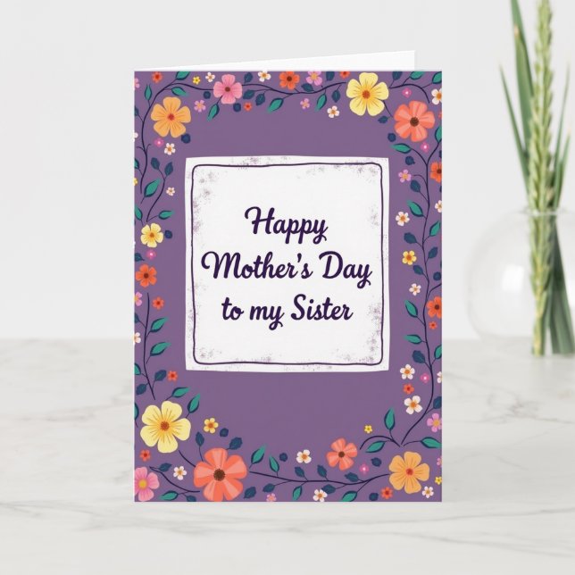 Vibrant Mothers Day Sister Card (Front)