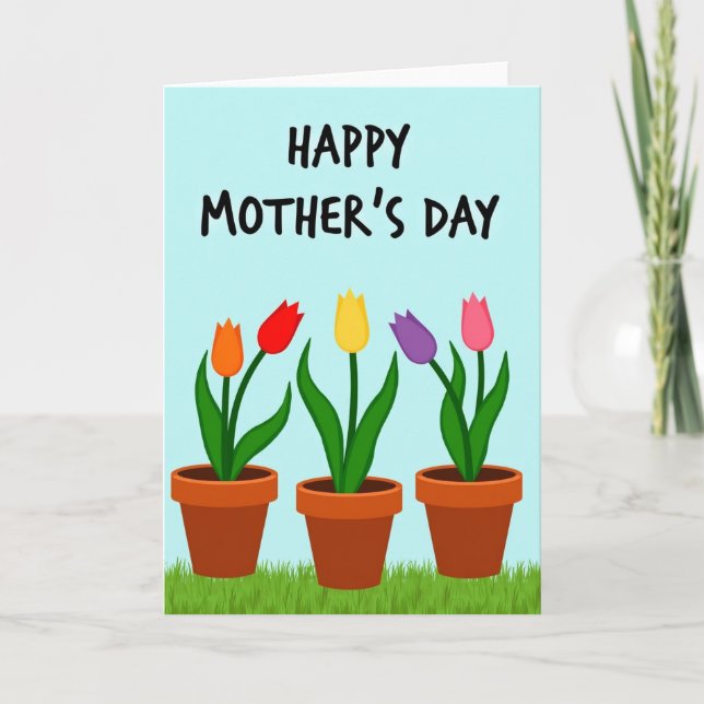 Vibrant Mothers Day Tulip Card (Front)