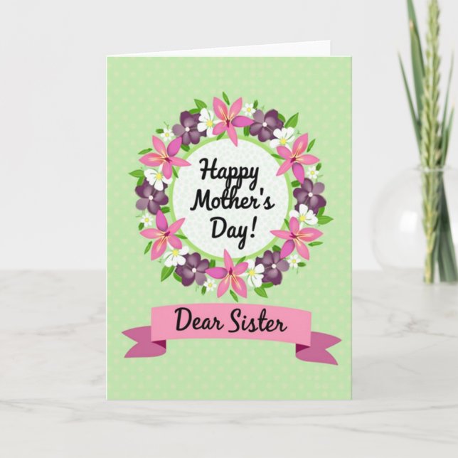 Vibrant Mothers Day Wreath Card (Front)