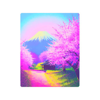 Vibrant Mount Fuji Metal Print | Painterly Sakura