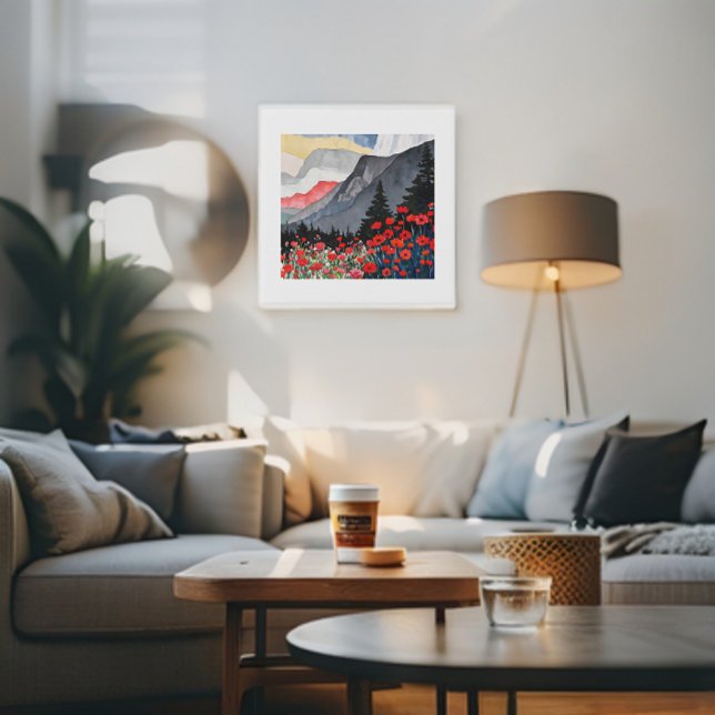 Vibrant Mountain Sunset: Nature's Palette Faux Canvas Print (Creator Uploaded)