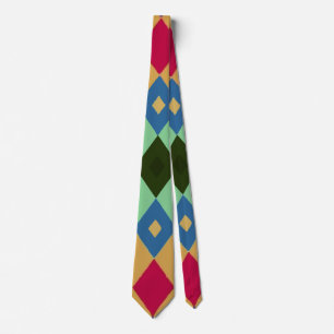 Vibrant Multi-Color Diamond on Yellow, Bold Neck Tie