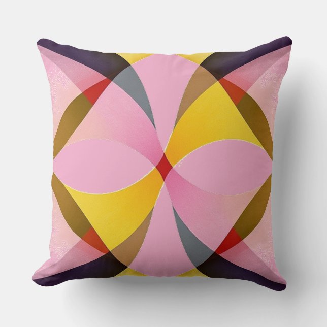 Vibrant Multi-Color Floral Pattern Design Throw Pillow (Front)