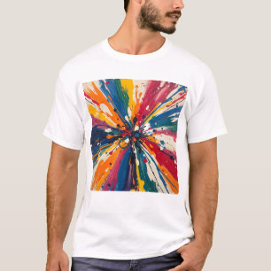Vibrant Multi-Color Paint Splatter Burst Graphic T T-Shirt