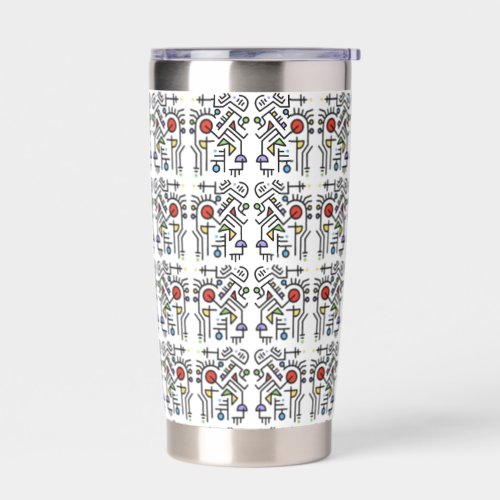 Vibrant Multi_Color Pop Art Keith Haring_Inspired Insulated Tumbler