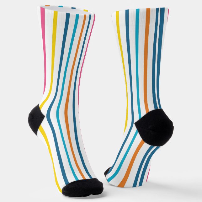 Vibrant Multi-Color Vertical Striped Socks (Angled)