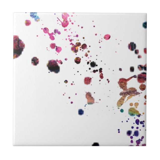 Vibrant Multi-Colored Splashes Dancing Across... Ceramic Tile (Front)