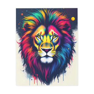 Vibrant multicolor abstract Lion Metal Print