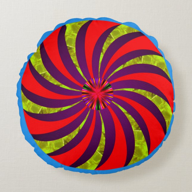 Vibrant Multicolor Abstract Round Throw Pillow (Front)