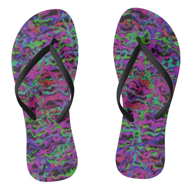 Vibrant Multicolor Abstract Texture Flip Flops (Footbed)