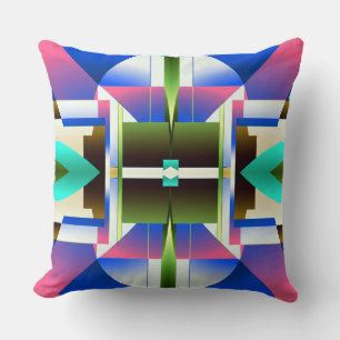 Vibrant multicolor all over fabric print pattern  throw pillow
