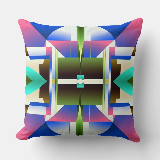 Vibrant multicolor all over fabric print pattern  throw pillow (Front)