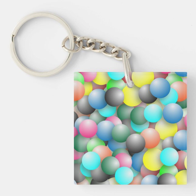 Vibrant Multicolor Balloon Party Banner-20837 Keychain (Front)