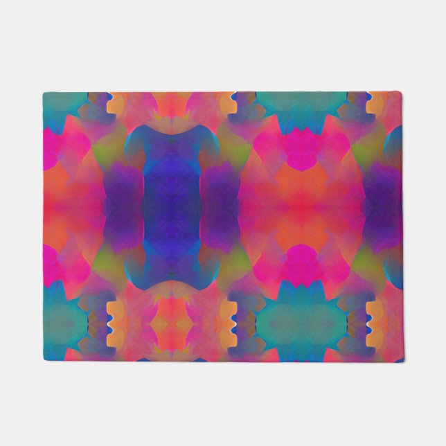 Vibrant multicolor beautiful purple yellow fuchsia doormat (Front)