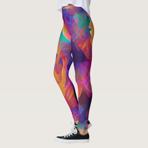 Vibrant multicolor beautiful purple yellow fuchsia leggings