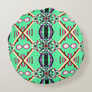 Vibrant multicolor classic fabric pattern design round pillow