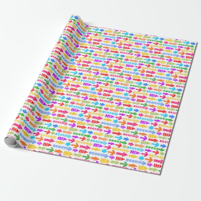 Vibrant Multicolor Modern Geometric Arrow Pattern Wrapping Paper (Unrolled)