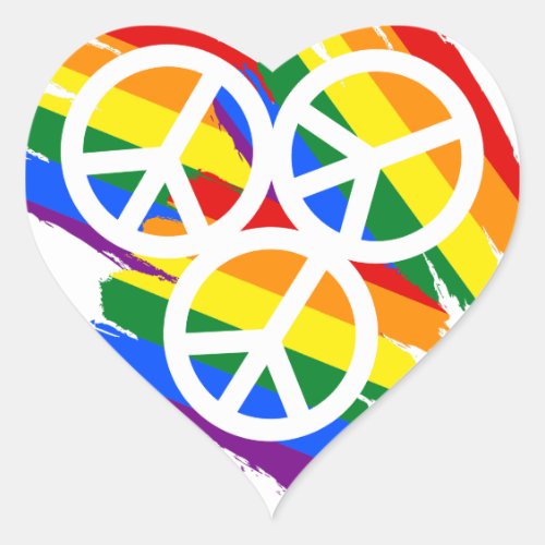 Vibrant Multicolor Peace Sign _ Rainbow Design Heart Sticker