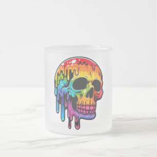 Vibrant Multicolor Skull Frosted Glass Coffee Mug