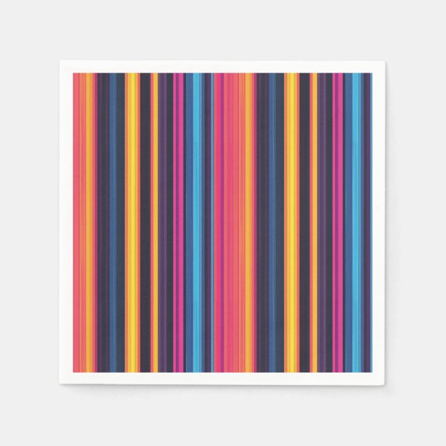 Vibrant Multicolor Stripe Modern Abstract Pattern Napkins (Front)