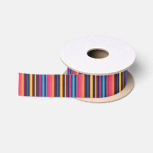 Vibrant Multicolor Stripe Modern Abstract Pattern Satin Ribbon