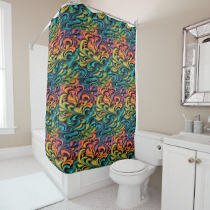 Vibrant Multicolor Swirl Art Shower Curtain