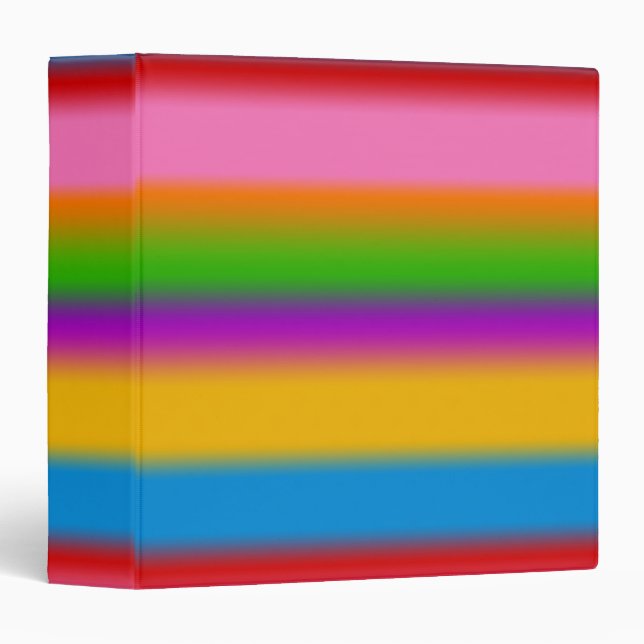 Vibrant Multicolour Rainbow Gradient Stripes  3 Ring Binder (Front/Spine)