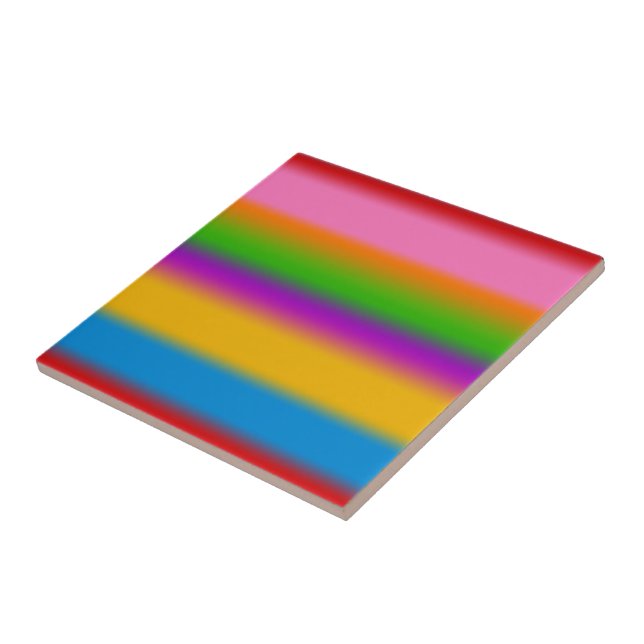 Vibrant Multicolour Rainbow Gradient Stripes  Ceramic Tile (Side)