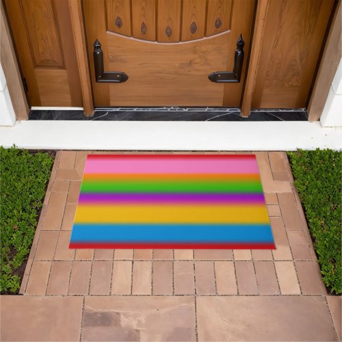 Vibrant Multicolour Rainbow Gradient Stripes  Doormat