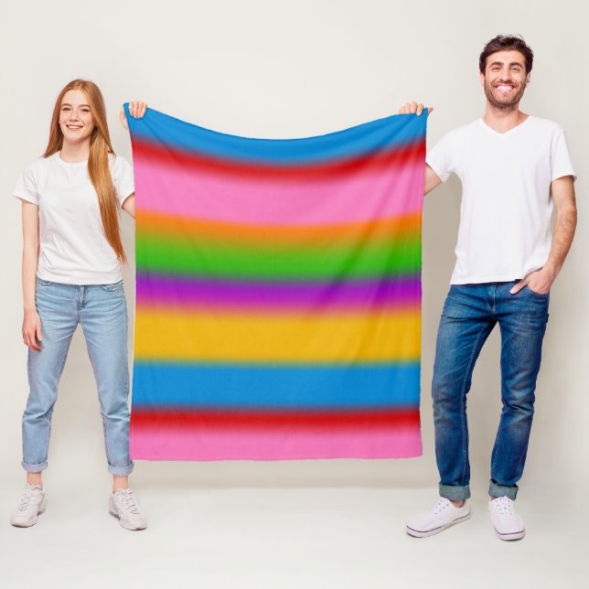 Vibrant Multicolour Rainbow Gradient Stripes  Fleece Blanket (In Situ)