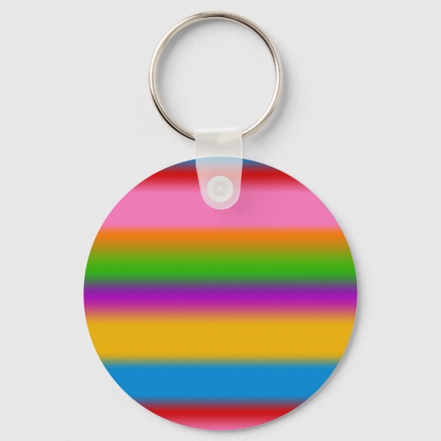 Vibrant Multicolour Rainbow Gradient Stripes  Keychain (Front)