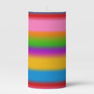 Vibrant Multicolour Rainbow Gradient Stripes Pillar Candle