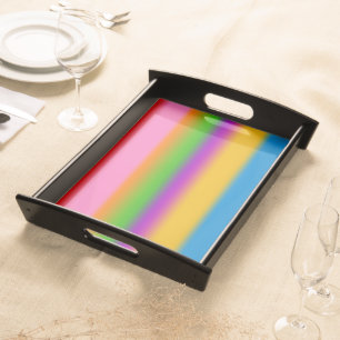 Vibrant Multicolour Rainbow Gradient Stripes Serving Tray
