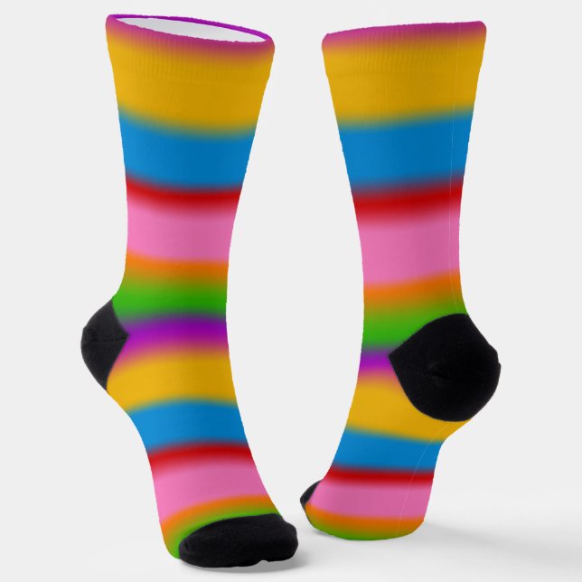 Vibrant Multicolour Rainbow Gradient Stripes  Socks (Angled)