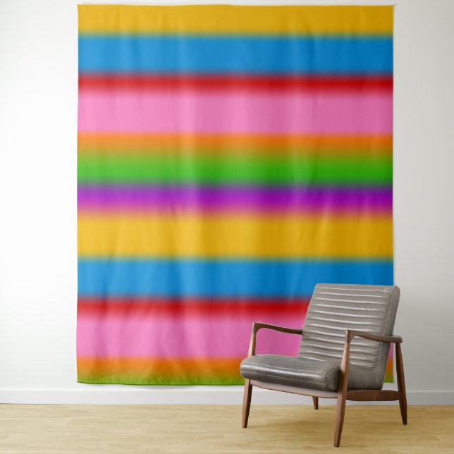 Vibrant Multicolour Rainbow Gradient Stripes  Tapestry (In Situ)